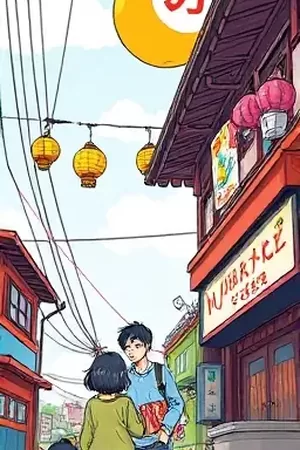 动漫《风起纸鸢》封面：旷野上被风拉满线的纸鸢与旋转的天空